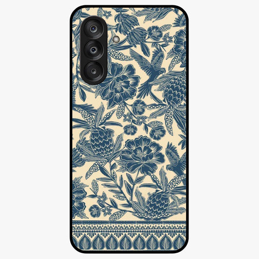 Heirloom Wild Bloom Glass Case showing flat back view with vintage inspired wild flower artwork and glossy glass finish.