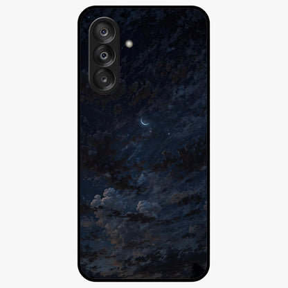 Lunar Veil Silence Glass Case showing flat back view with mystical moon veil artwork and glossy glass finish.