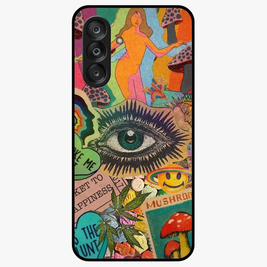 Mystic Eye Wonderland Glass Case showing flat back view with mystical eye themed artwork and glossy glass finish.