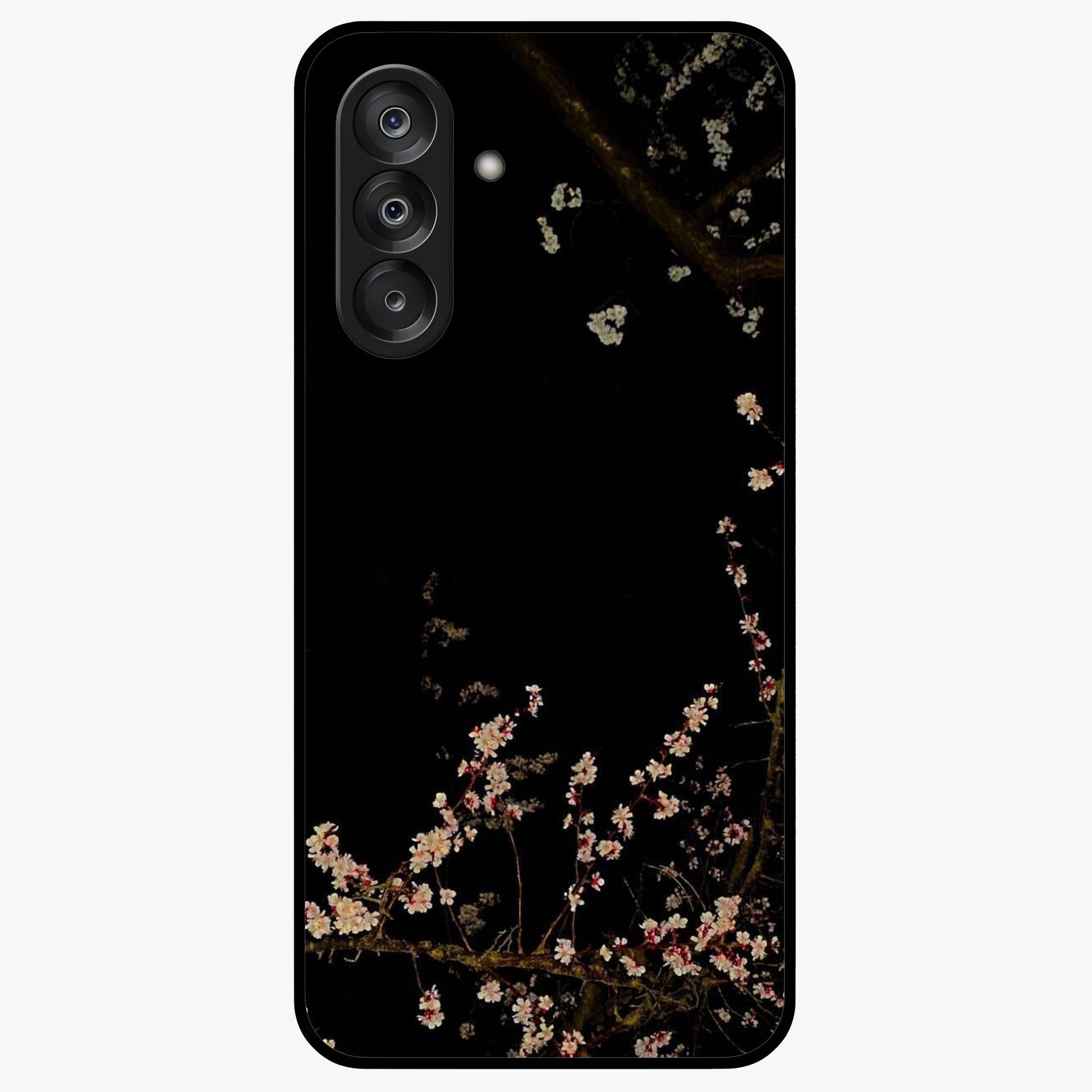 Petal Moon Light With Custom Name Glass Case showing flat back view with floral moonlight artwork and personalized name design.