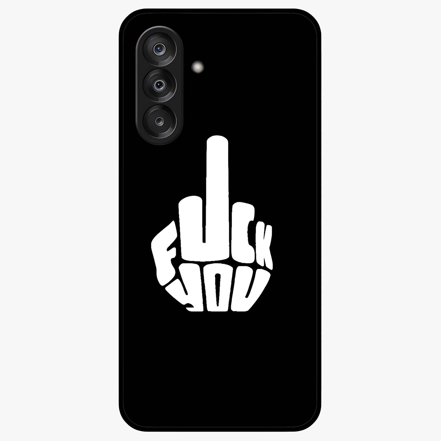 Rebel Mode On Glass Case showing flat back view with bold rebellious typography artwork and glossy glass finish.