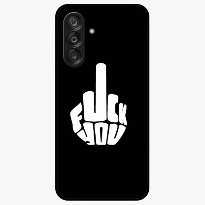 Rebel Mode On Glass Case showing flat back view with bold rebellious typography artwork and glossy glass finish.