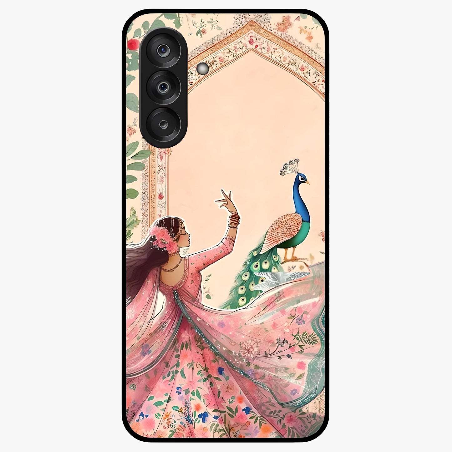 Royal Grace Muse Glass Case showing flat back view with elegant artistic artwork and glossy glass finish.