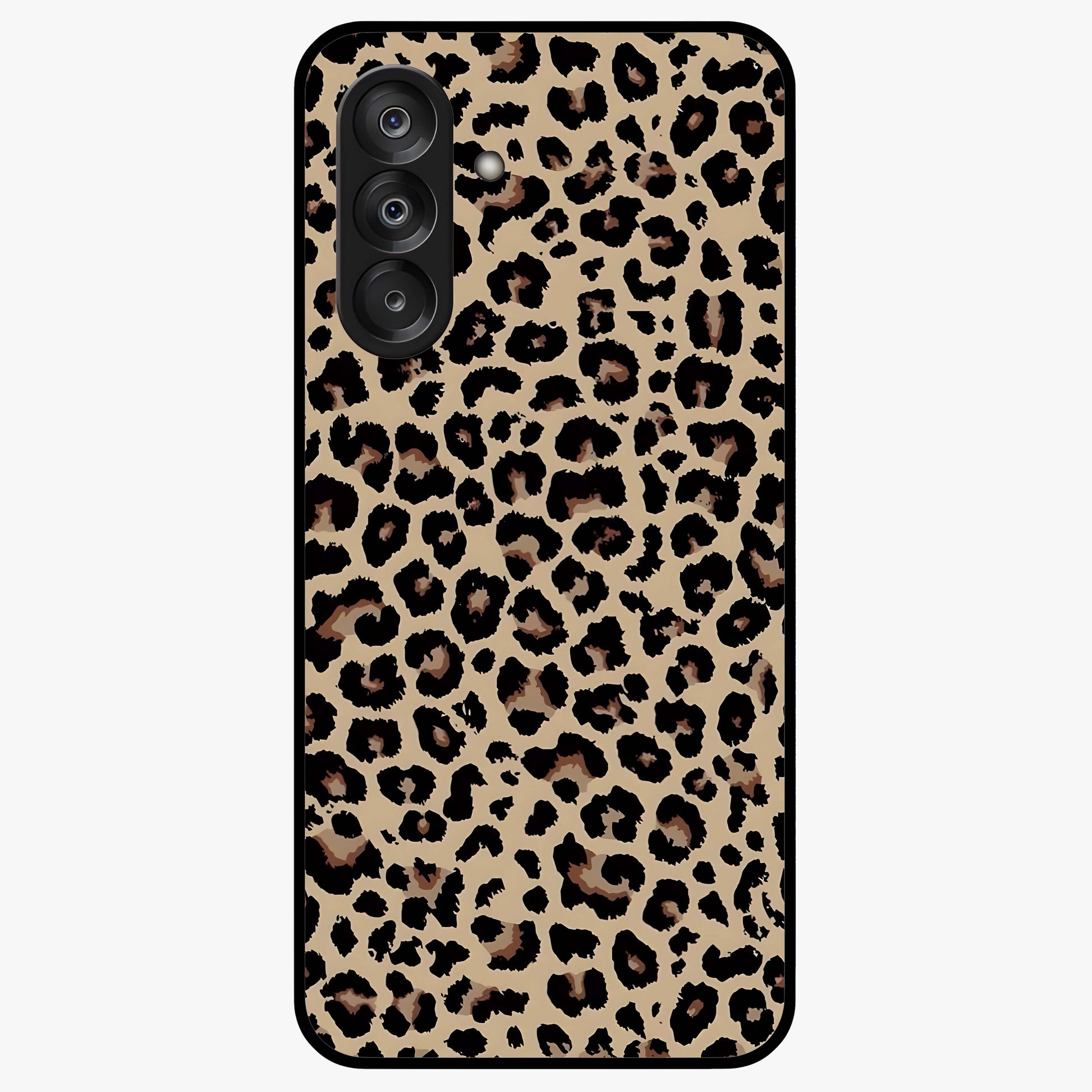 Savage Chic Pattern Glass Case showing flat back view with stylish patterned artwork and glossy glass finish.