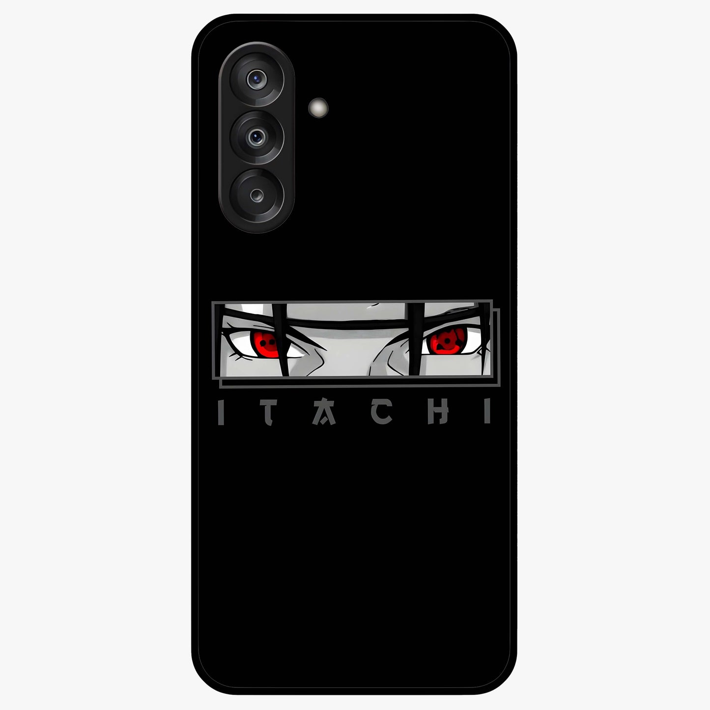Scarlet Gaze Dominance Glass Case showing flat back view with striking red themed artwork and glossy glass finish.