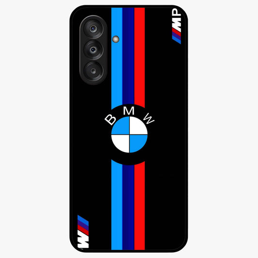 Turbo BMW Beast Glass Case showing flat back view with high performance sports car artwork and glossy glass finish.