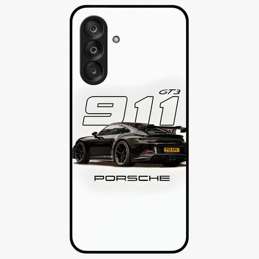 Turbo Legacy Icon Glass Case showing flat back view with iconic sports car inspired artwork and glossy glass finish.