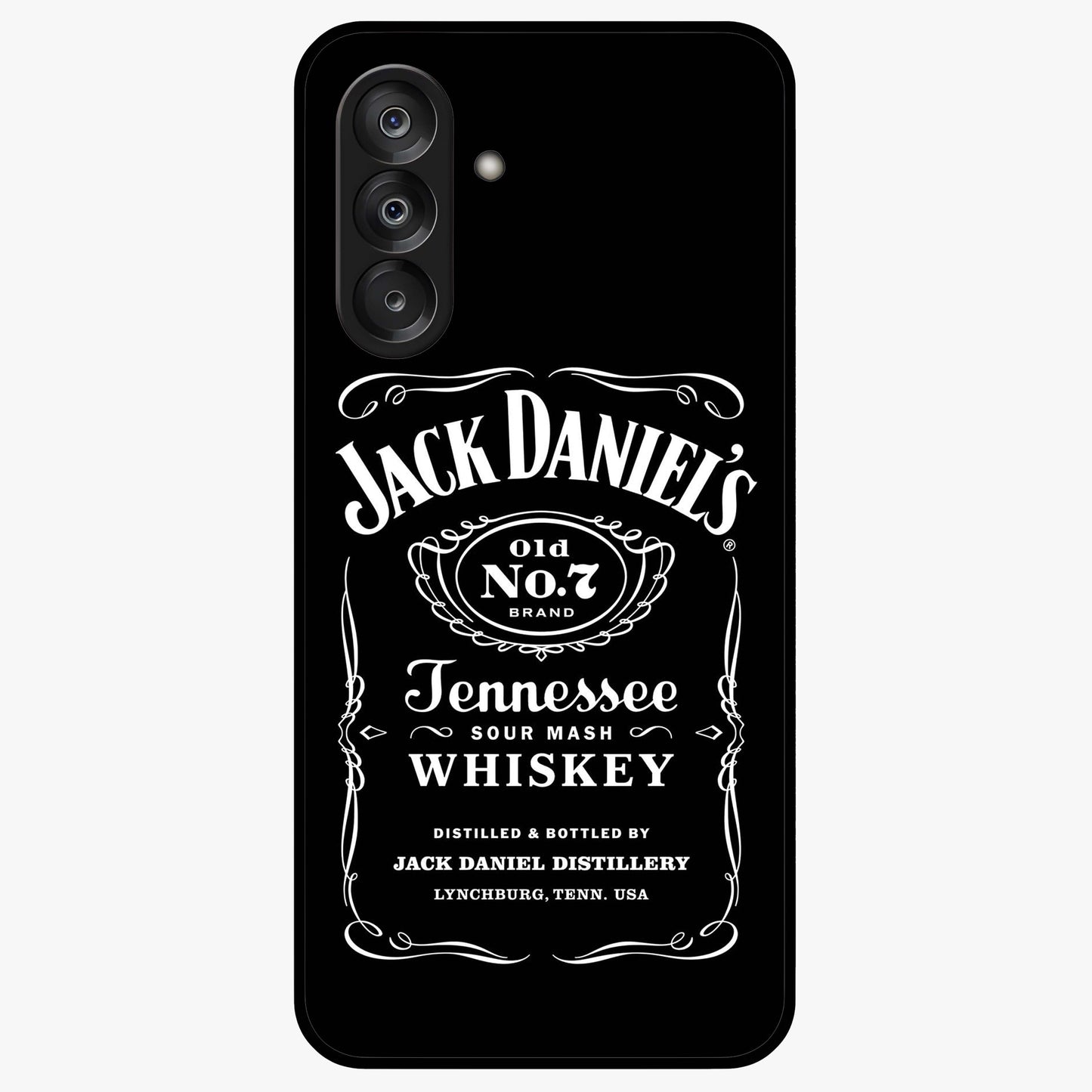 Vintage Whiskey Heritage Glass Case showing flat back view with classic whiskey inspired artwork and glossy glass finish.