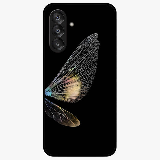 Whispers Of Wings Glass Case showing flat back view with graceful wing inspired artwork and glossy glass finish.