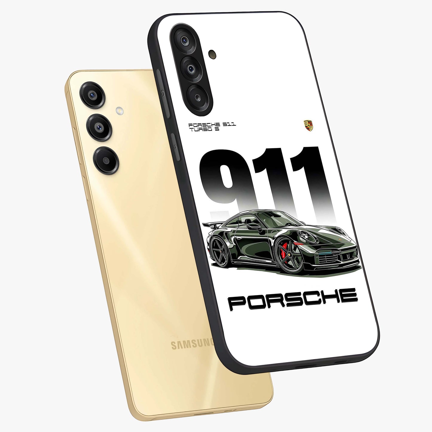 911 Turbo Dominance Glass Case displayed in premium angled mockup highlighting sporty car illustration and sleek glass surface.