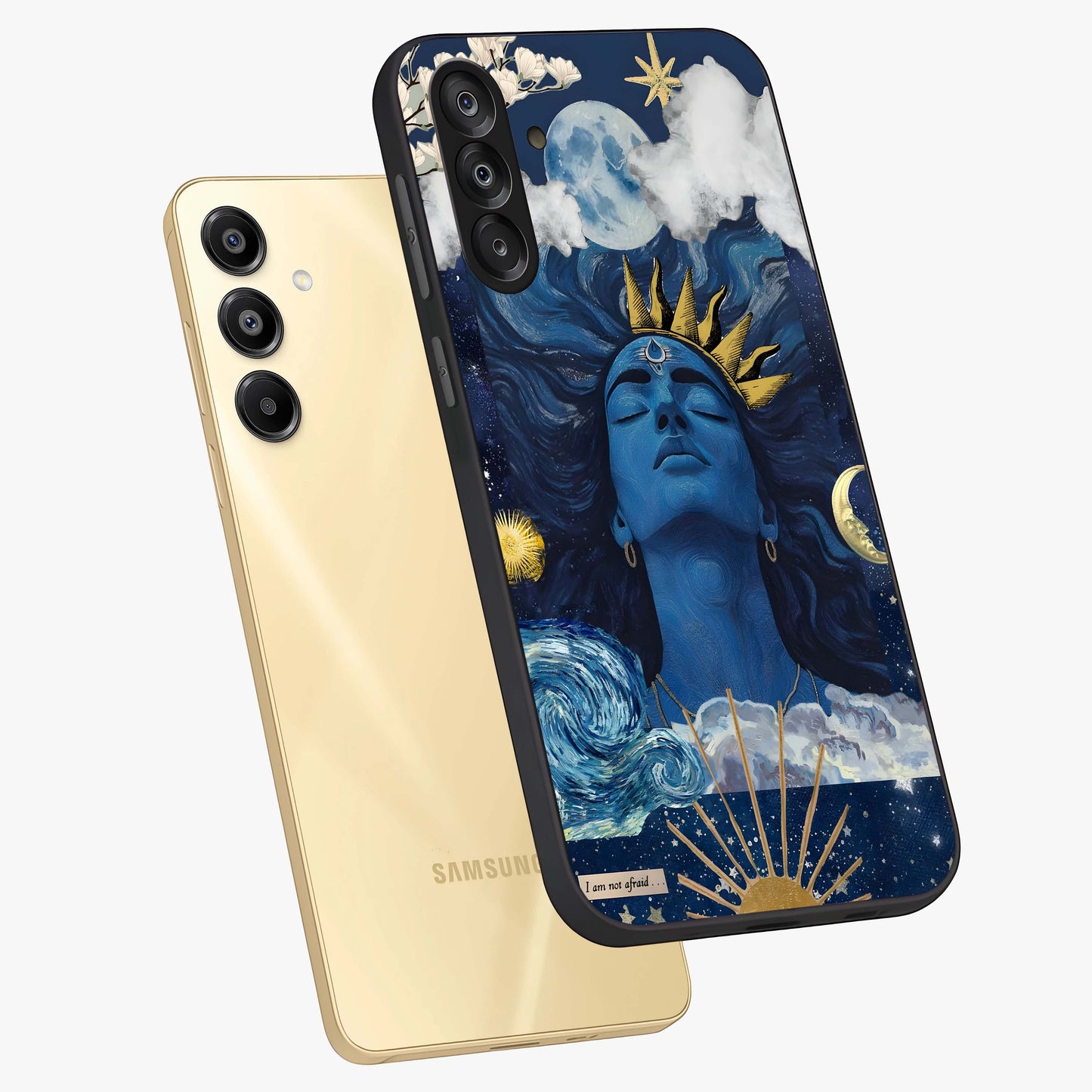 Aesthetic Lord Shiva Glass Case displayed in angled mockup highlighting spiritual Shiva illustration and sacred aesthetic design.