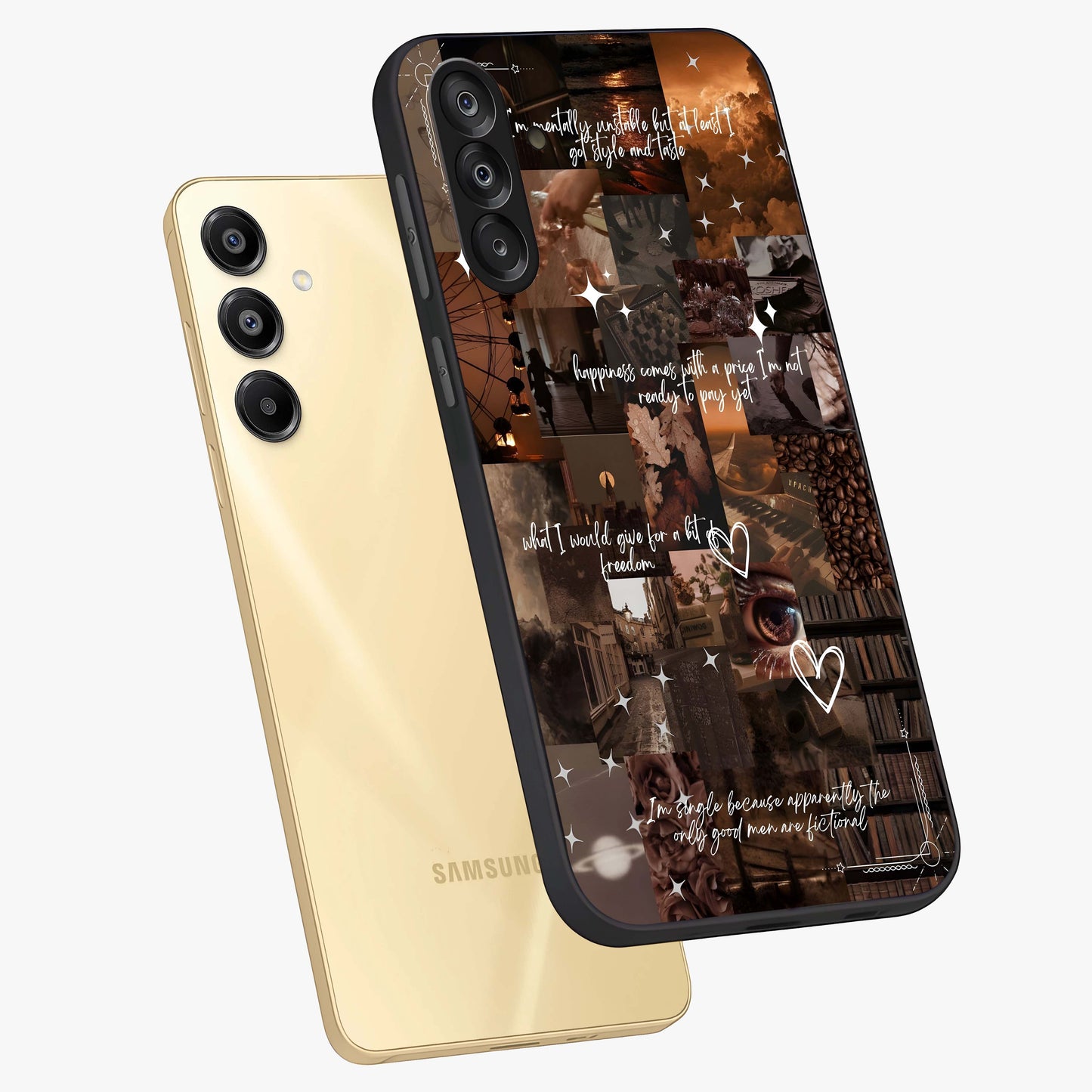 Bittersweet Aesthetic Chaos Glass Case displayed in angled mockup highlighting expressive abstract artwork and edgy aesthetic theme.