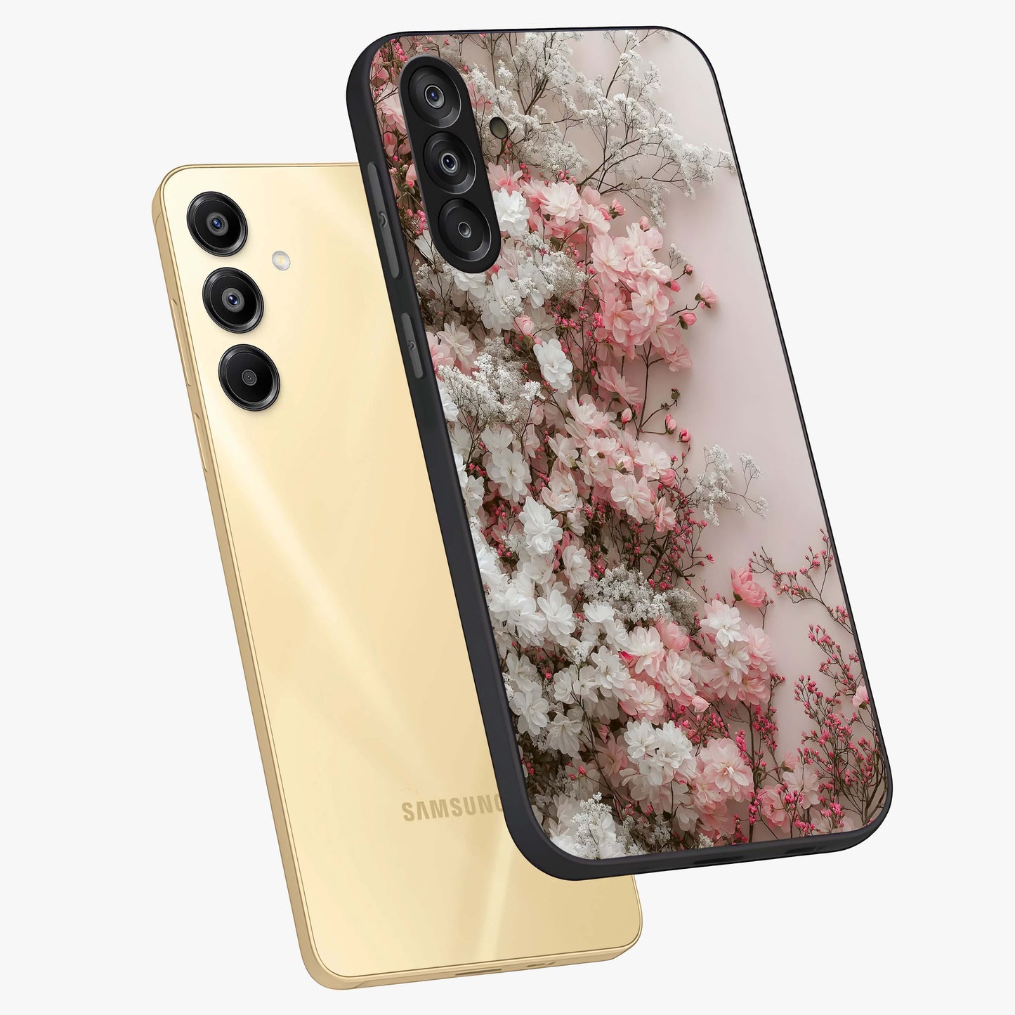 Blush Blossom Cloud Glass Case displayed in angled mockup highlighting soft cloud and blossom design with pastel aesthetic.
