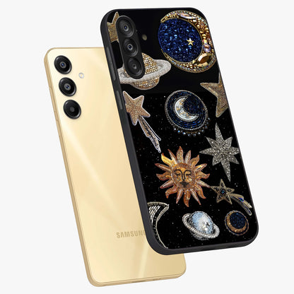 Celestial Gem Constellations Glass Case displayed in angled mockup highlighting gemstone inspired constellation design.
