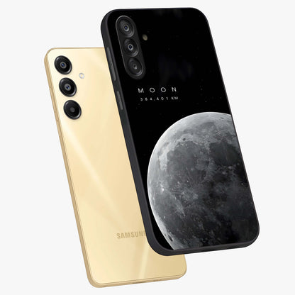 Cosmic Moon Glow Glass Case displayed in angled mockup highlighting celestial moon design with cosmic aesthetic theme.
