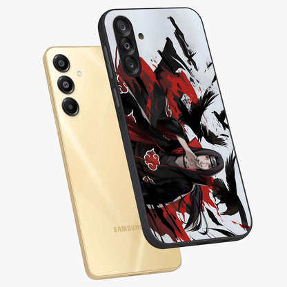 Crimson Crow Illusion Glass Case displayed in angled mockup highlighting mysterious crow graphic with dark aesthetic style.