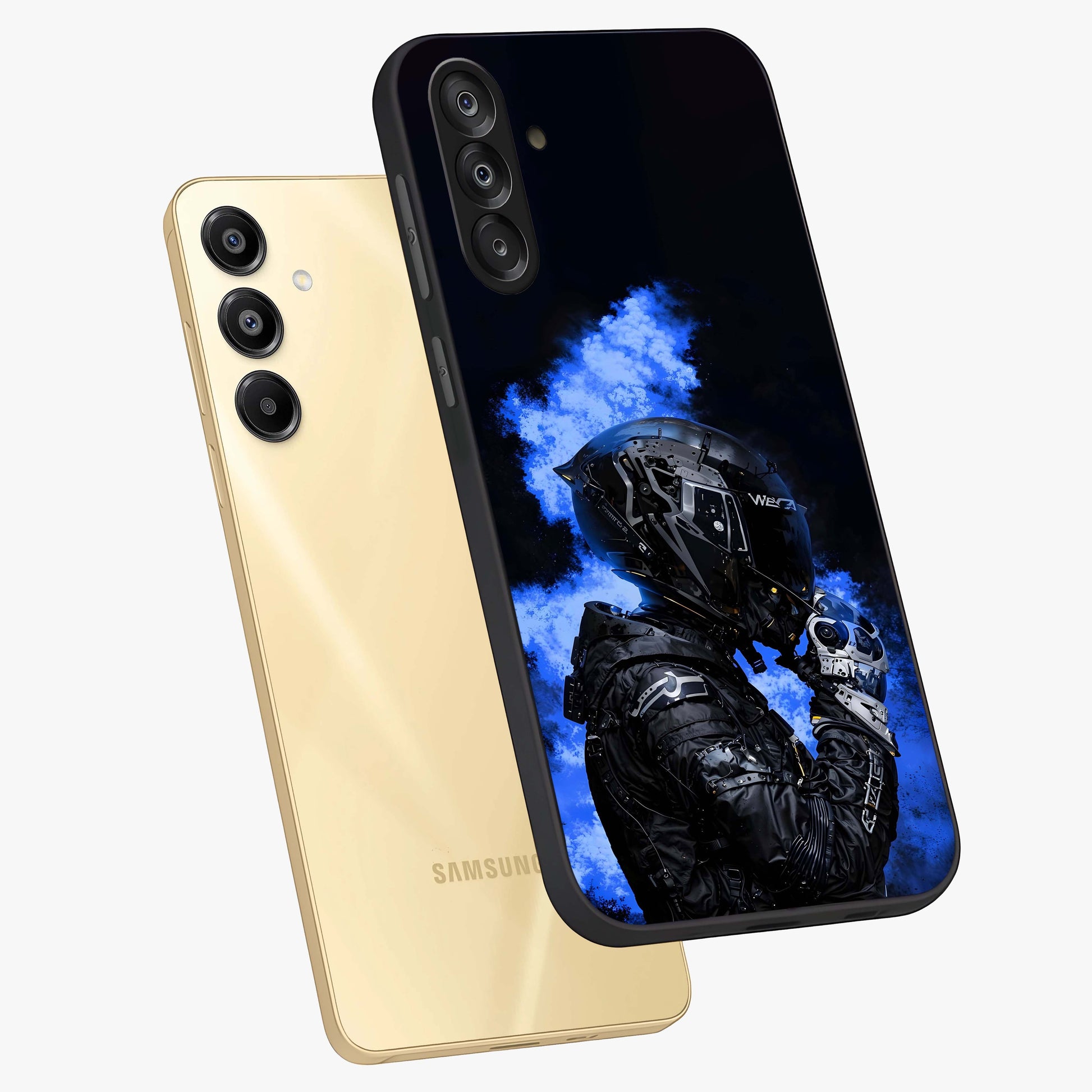 Cyber Sentinel Protocol Glass Case displayed in angled mockup highlighting digital cyber design with sci-fi aesthetic style.