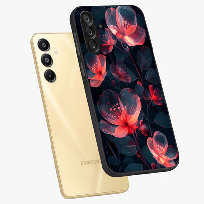 Dark Shade of Flower Glass Case displayed in angled mockup highlighting moody floral illustration with aesthetic dark tones.