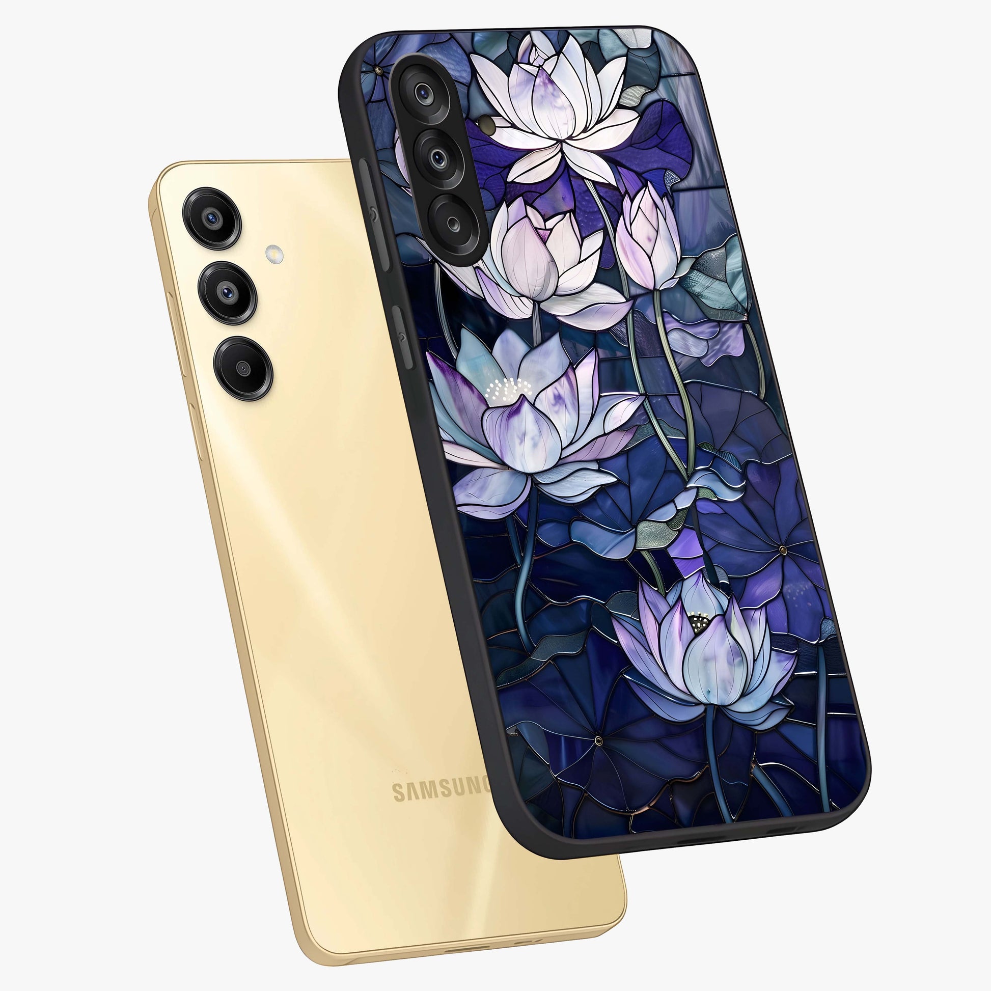 Gloss Petal Rush Glass Case displayed in angled mockup highlighting vibrant petal design with elegant floral aesthetic.
