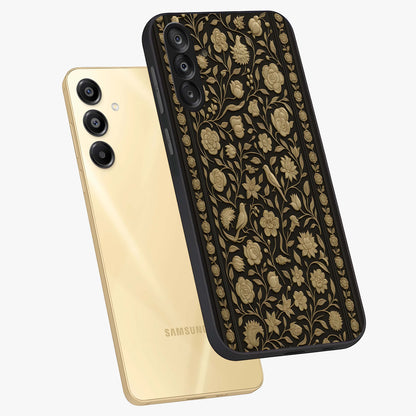 Golden Evil Eye Mandala Glass Case displayed in angled mockup highlighting protective evil eye symbol with golden mandala design.