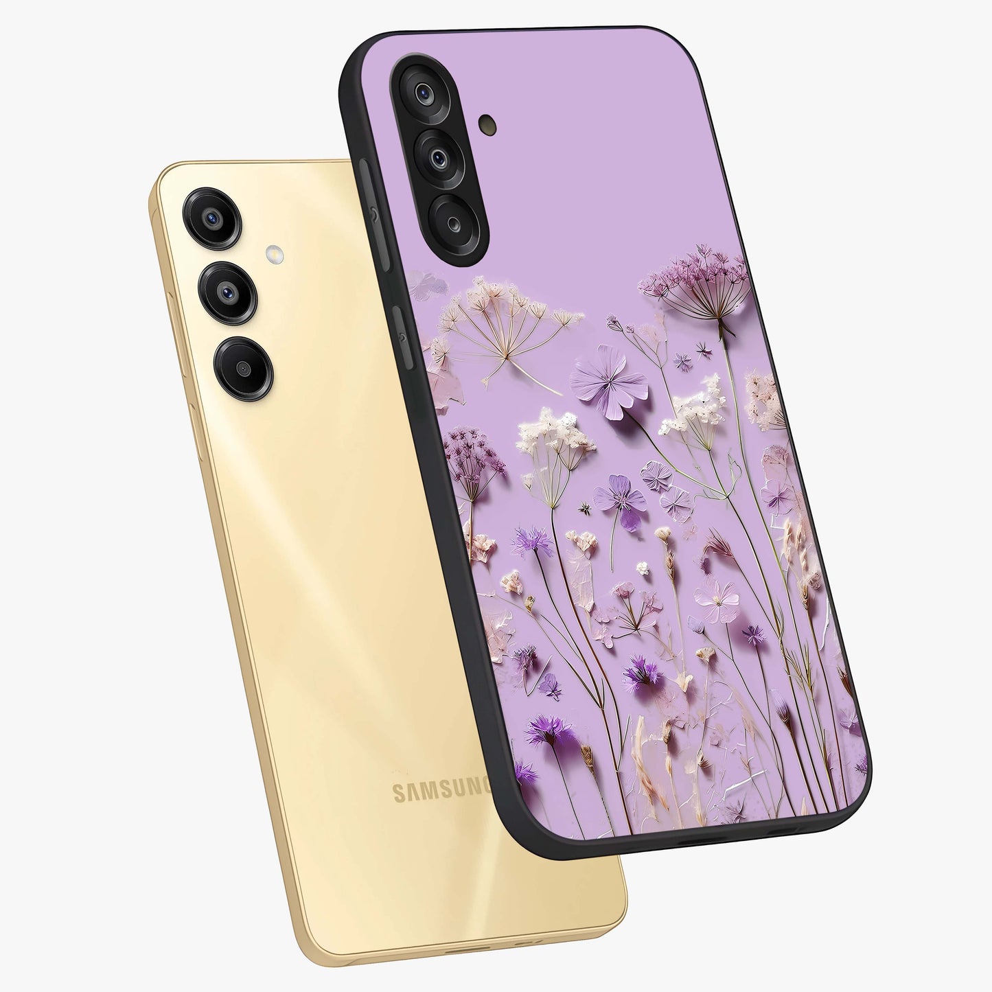 Lavender Blossom Dream Glass Case displayed in angled mockup highlighting dreamy lavender flower design with calming aesthetic style.
