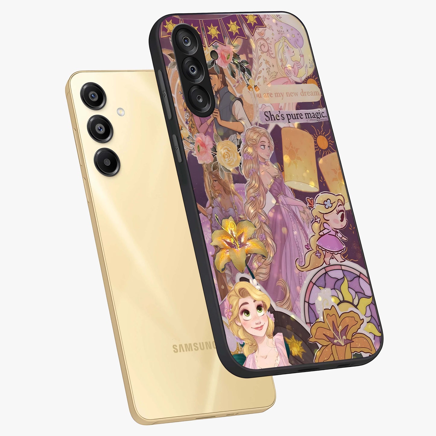 Magical Tangled Dream Glass Case displayed in angled mockup highlighting whimsical fantasy design with magical aesthetic.