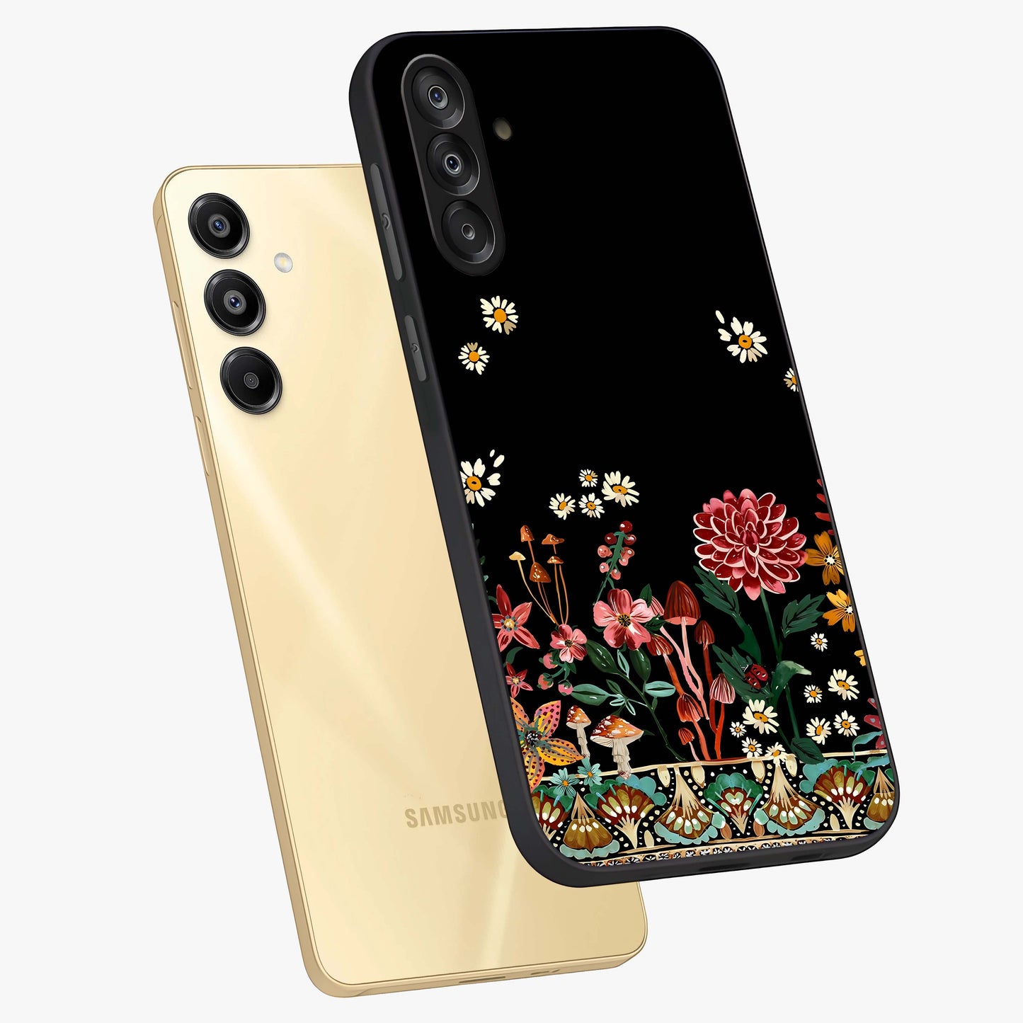 Midnight Bloom Pattern Glass Case displayed in angled mockup highlighting elegant flower design with midnight aesthetic style.
