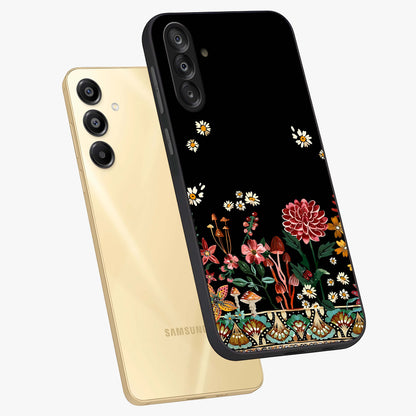 Midnight Bloom Pattern Glass Case displayed in angled mockup highlighting elegant flower design with midnight aesthetic style.