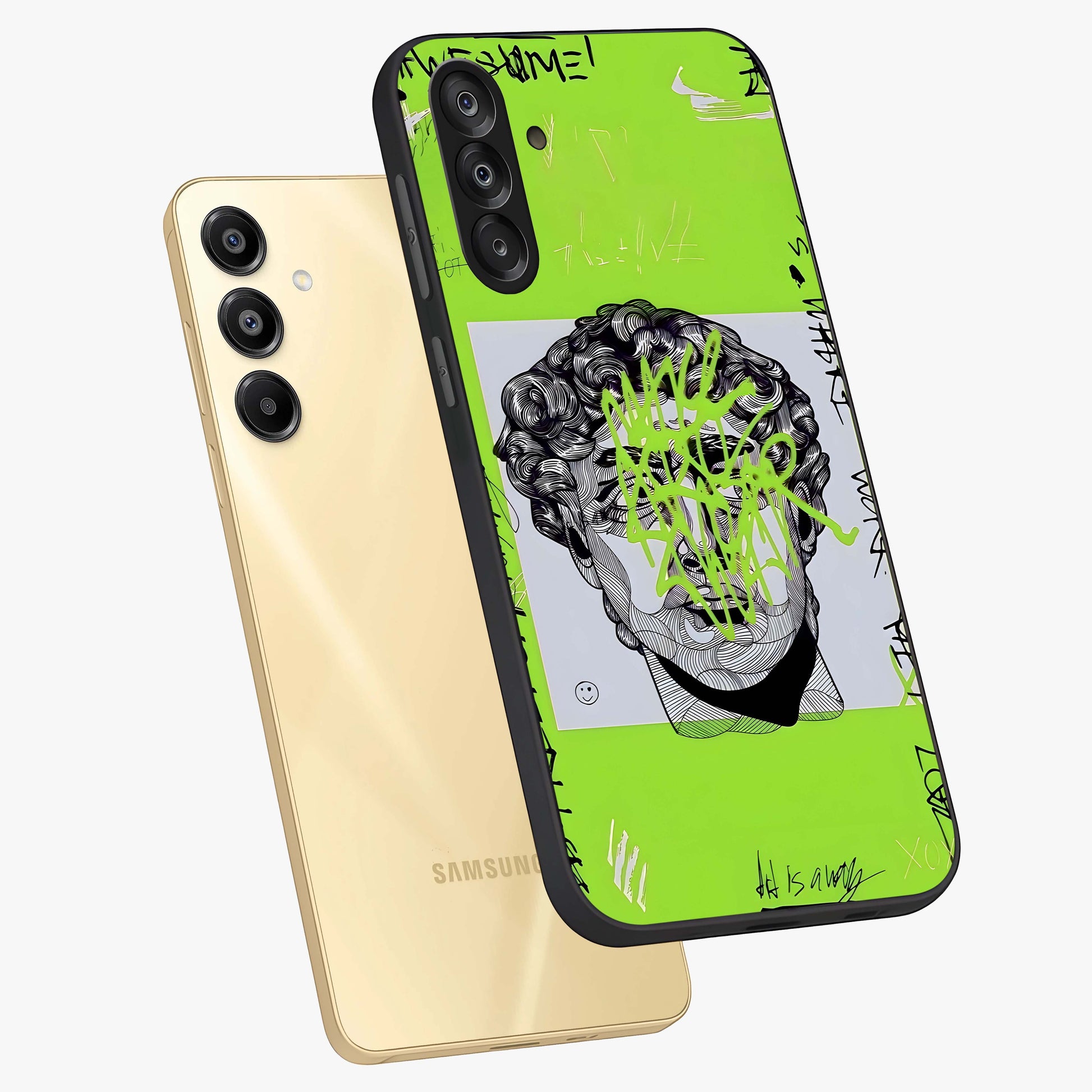 Neo Graffiti Rebellion Glass Case displayed in angled mockup highlighting urban street art design with rebellious aesthetic.