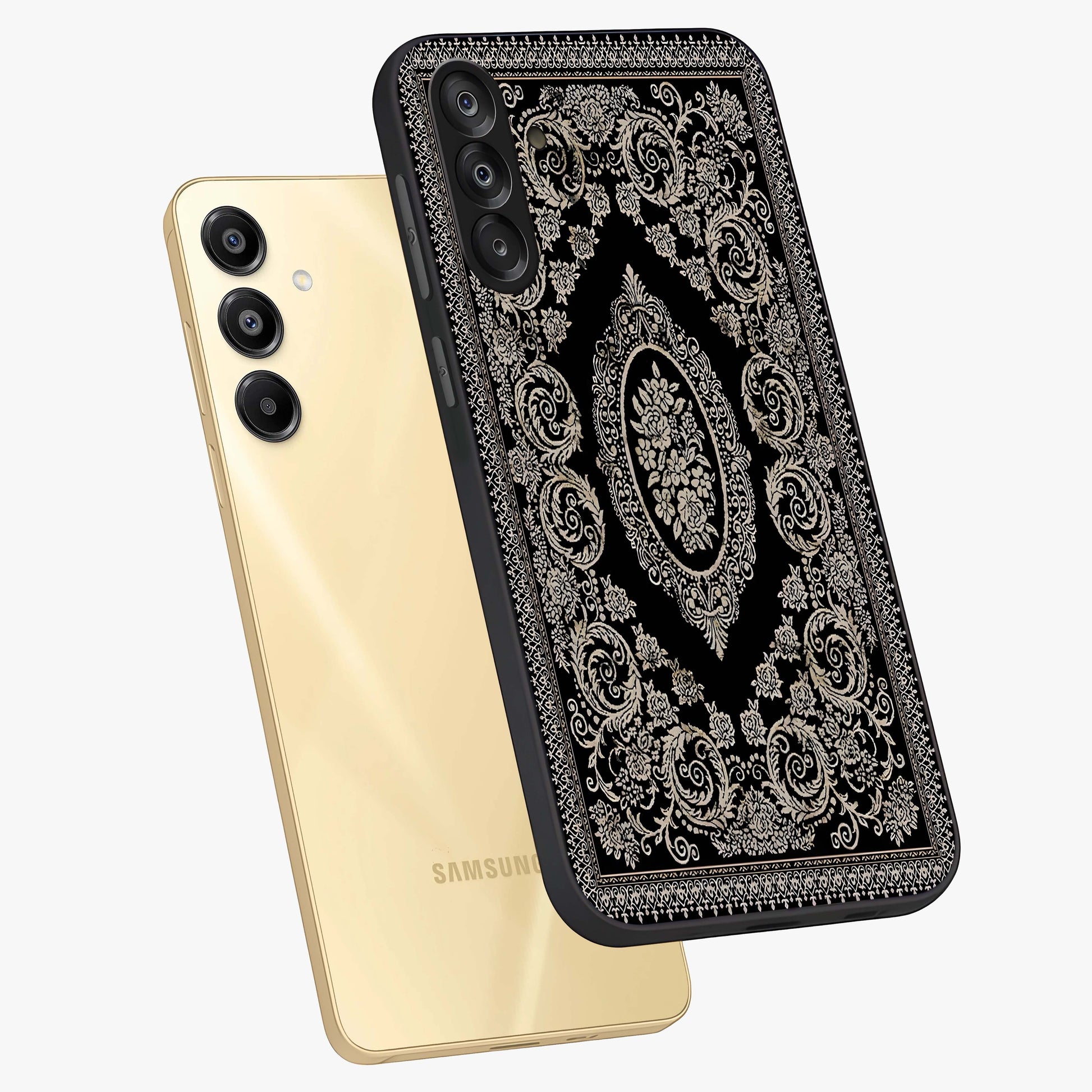 Noir Bloom Elegance Glass Case displayed in angled mockup highlighting refined flower design with stylish noir aesthetic.