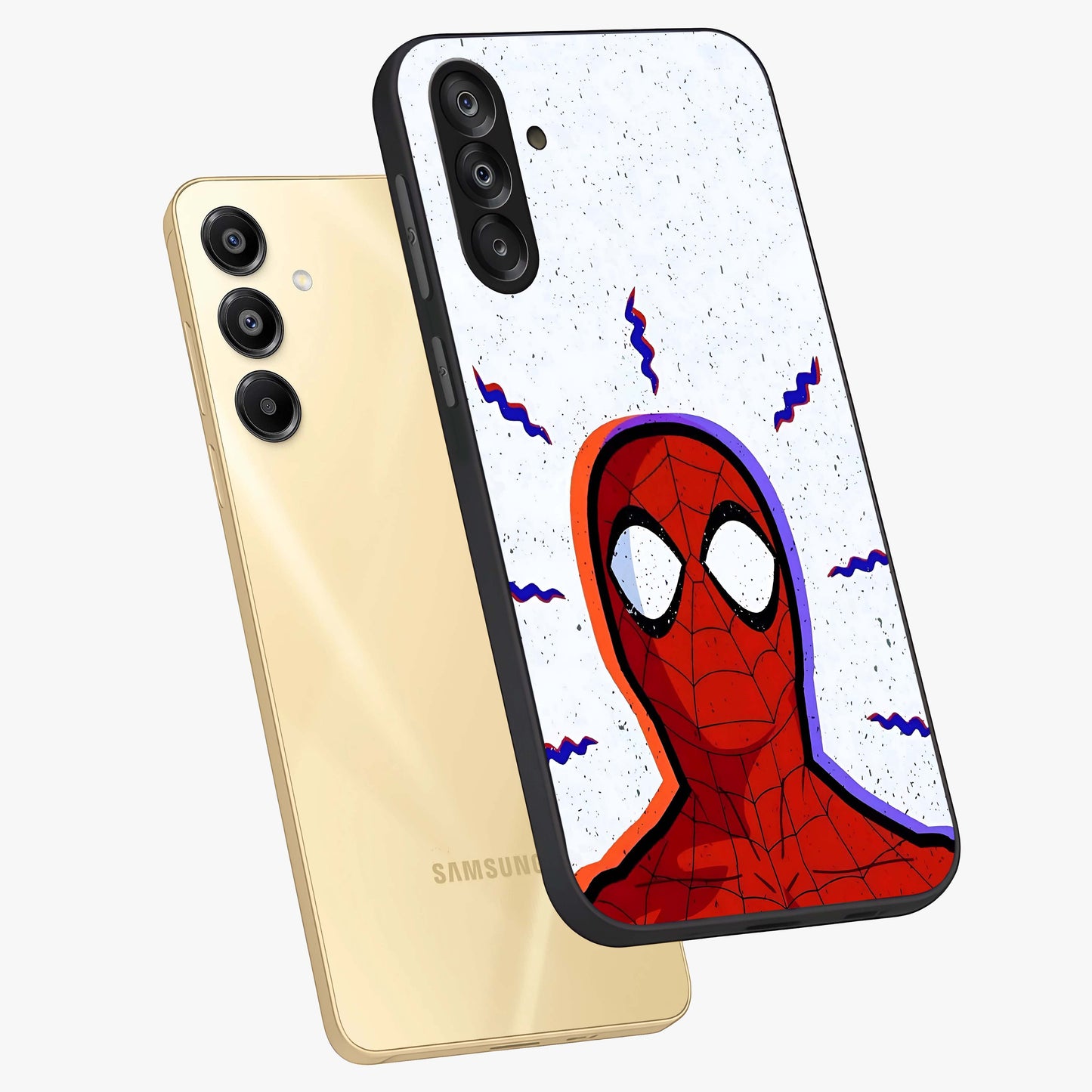 Omg Spiderman Glass Case displayed in angled mockup highlighting dynamic hero illustration with action comic aesthetic.