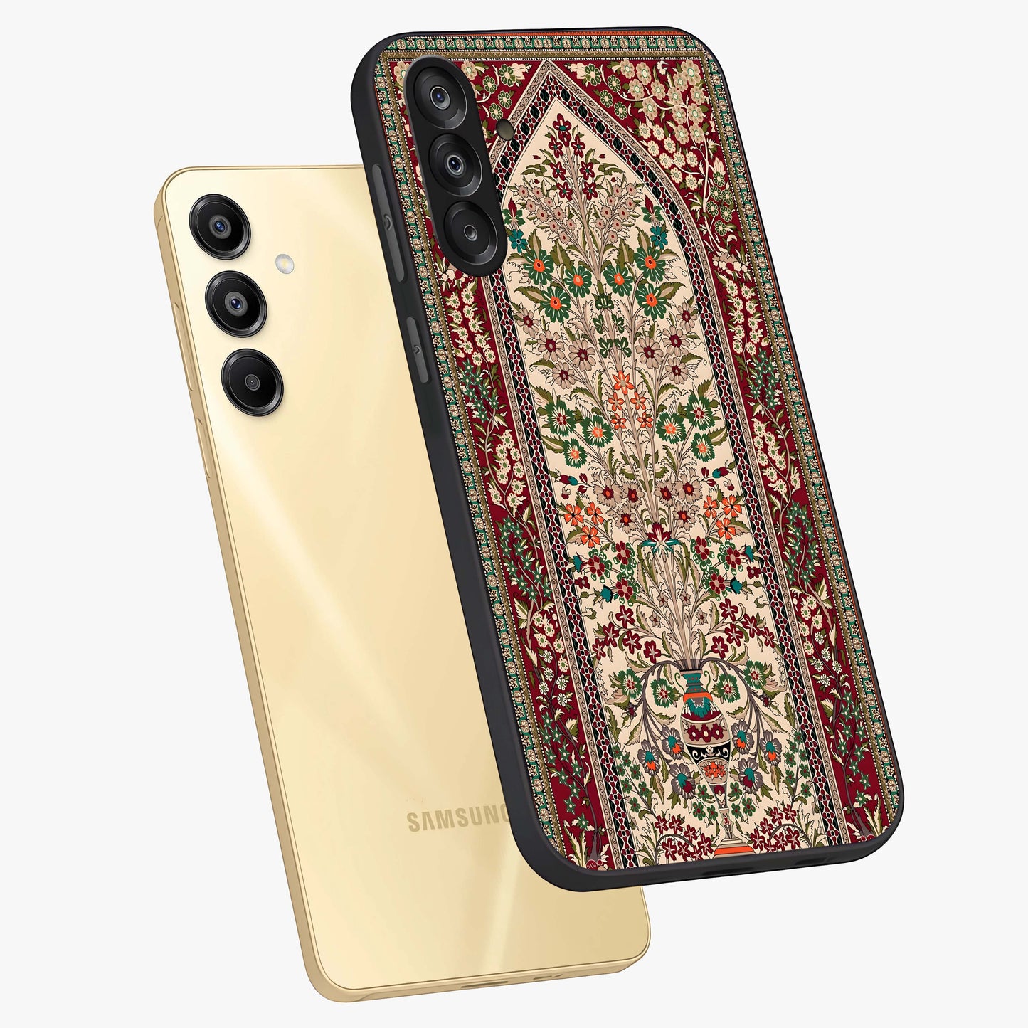 Persian Inspired Glass Case displayed in angled mockup highlighting intricate traditional design with elegant cultural aesthetic.