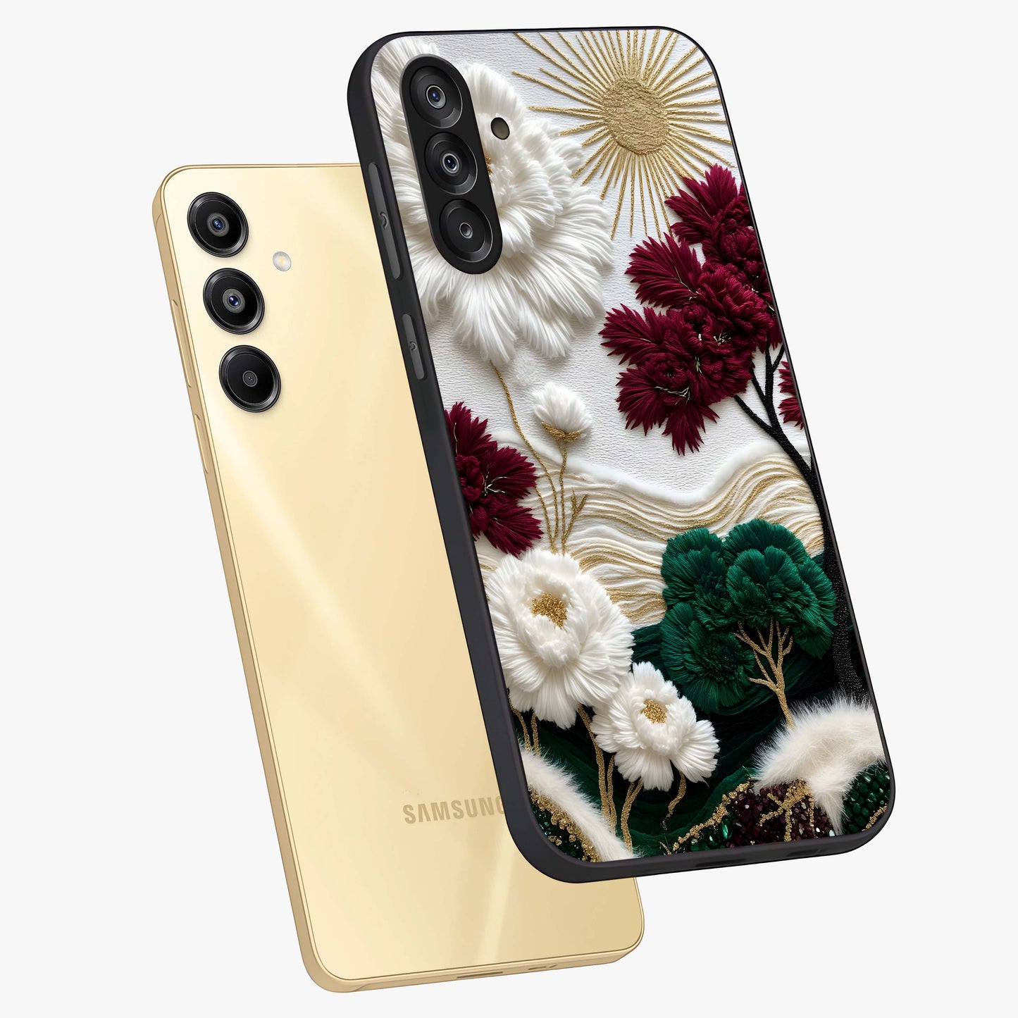 Radiant Bloom Elegance Glass Case displayed in angled mockup highlighting graceful floral design with radiant aesthetic style.