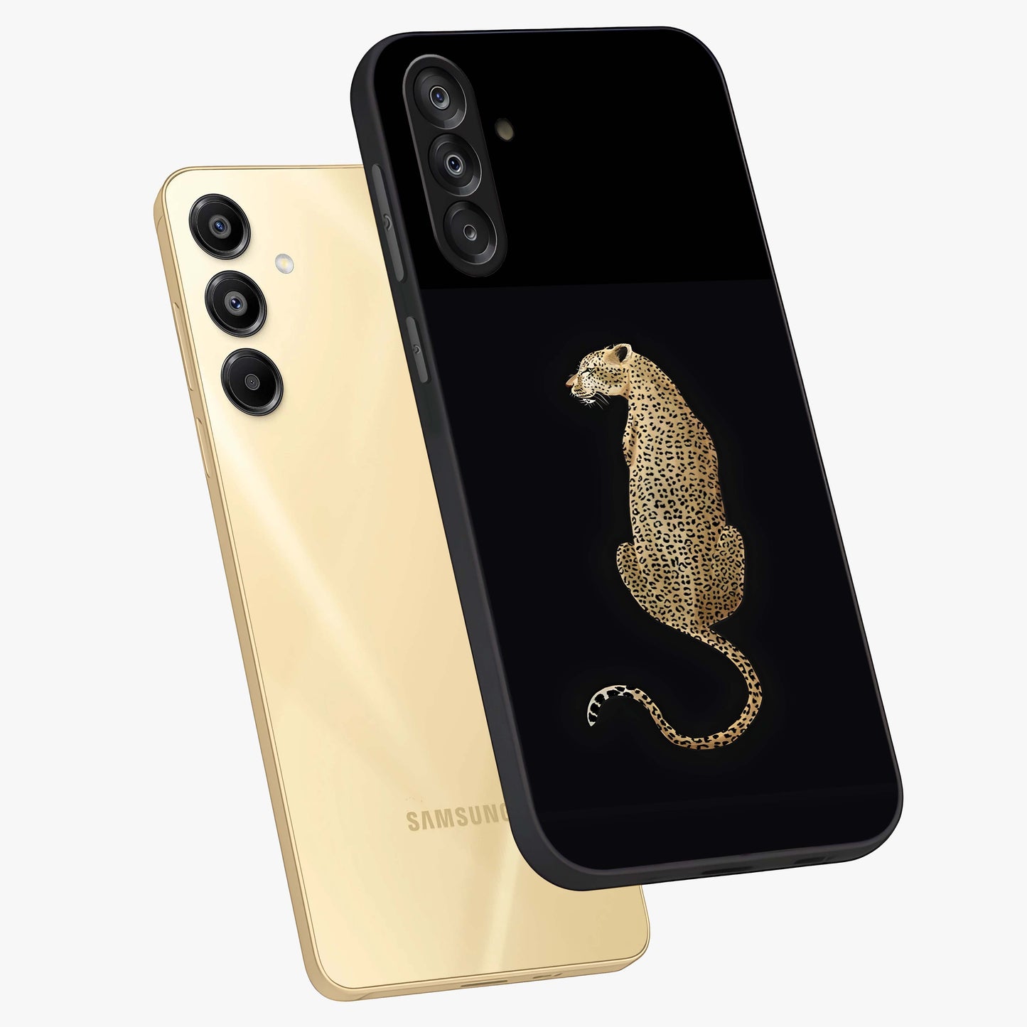 Regal Leopard Glass Case displayed in angled mockup highlighting powerful animal illustration with stylish wild aesthetic.