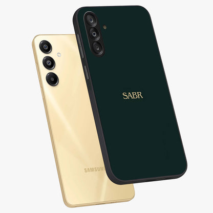 Sabr Minimal Patience Glass Case displayed in angled mockup highlighting simple inspirational design with clean aesthetic style.