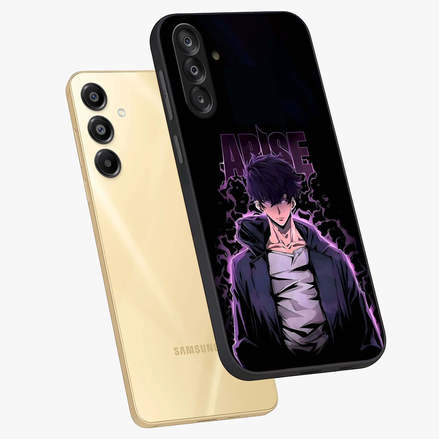 Shadow Monarch Awakening Glass Case displayed in angled mockup highlighting dramatic shadow warrior design with fantasy aesthetic.