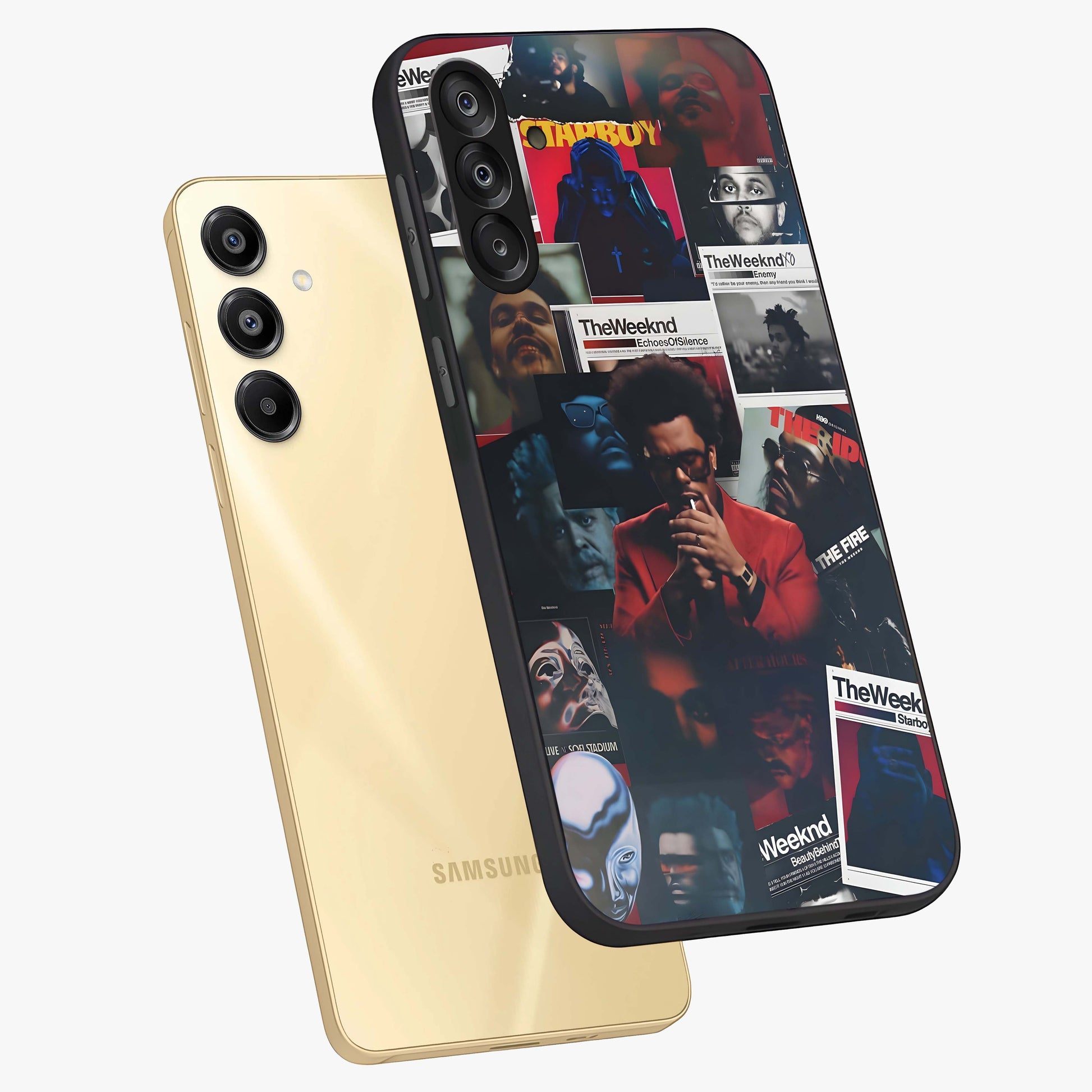 The Weeknd Glass Case displayed in angled mockup highlighting stylish pop culture inspired design with modern aesthetic.