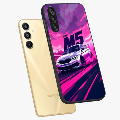 Velocity Drift Pulse Glass Case displayed in angled mockup highlighting dynamic drift design with sporty automotive aesthetic.