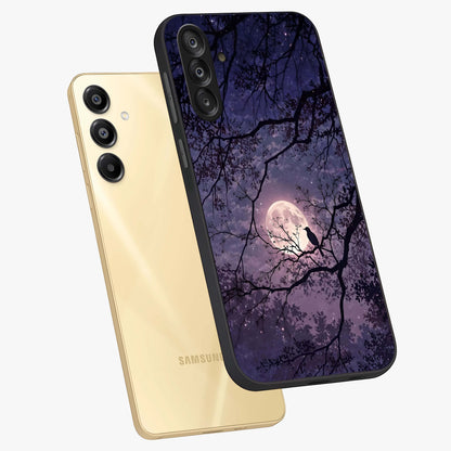 Whispering Moon Silence Glass Case displayed in angled mockup highlighting calm lunar design with dreamy night aesthetic.