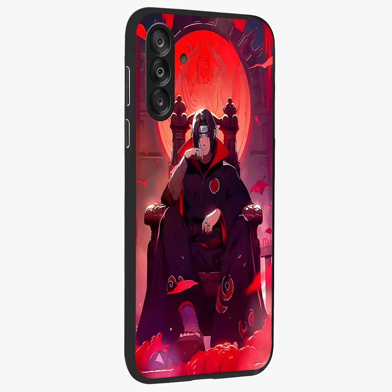 Blood Moon Sovereign Glass Case upright view showcasing powerful moon inspired artwork with cosmic aesthetic style.