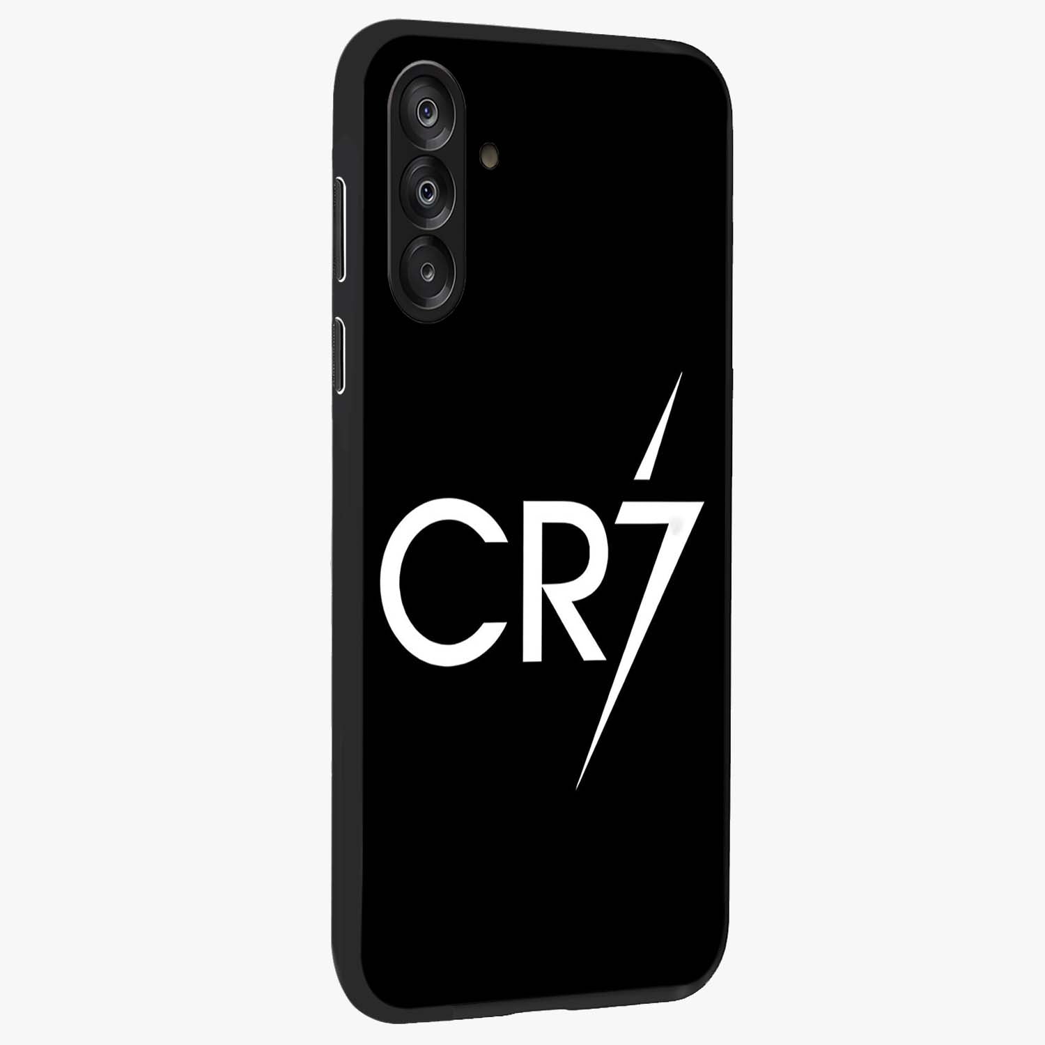 Cr7 Elite Strike Glass Case upright view showcasing energetic football inspired design with modern sports aesthetic.