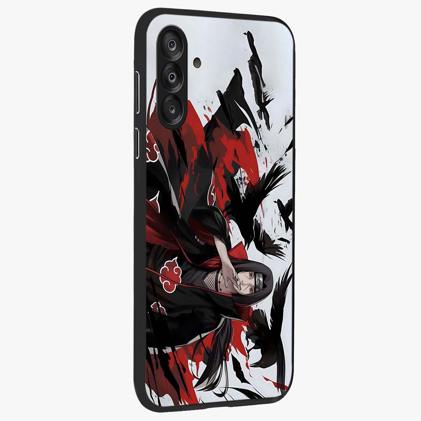 Crimson Crow Illusion Glass Case upright view showcasing striking crow illusion artwork with intense crimson theme.