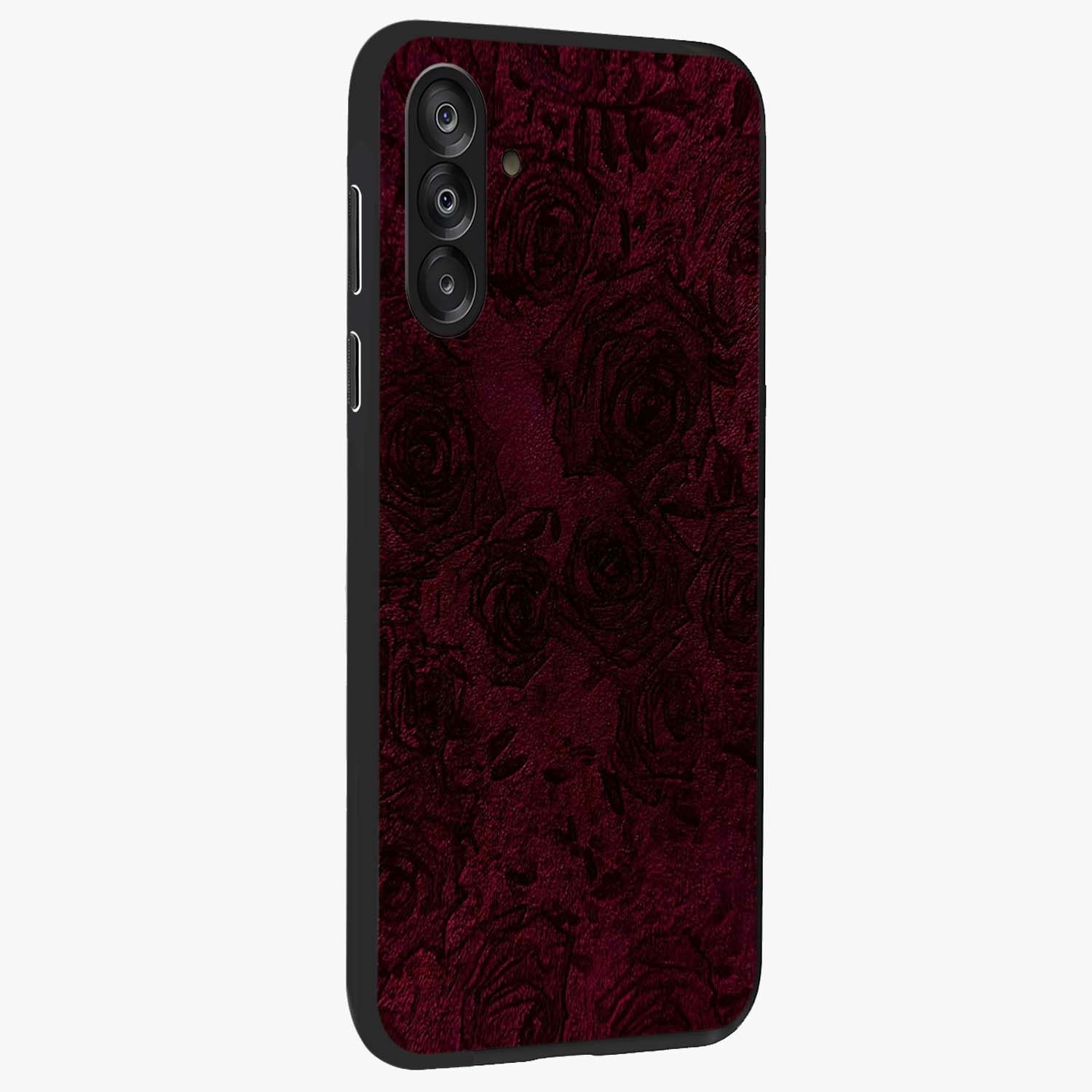 Crimson Fade Flow Glass Case upright view showcasing dynamic crimson flow artwork with stylish abstract theme.
