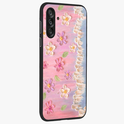 Dreamy Painted Garden Glass Case upright view showcasing vibrant floral garden artwork with artistic nature theme.