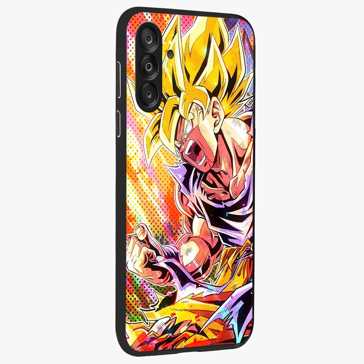 Firing Goku Glass Case upright view showcasing energetic anime artwork with bold warrior theme.