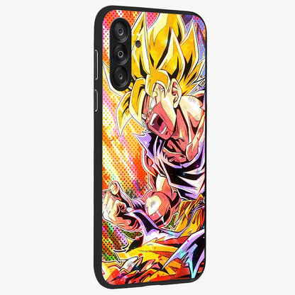 Firing Goku Glass Case upright view showcasing energetic anime artwork with bold warrior theme.