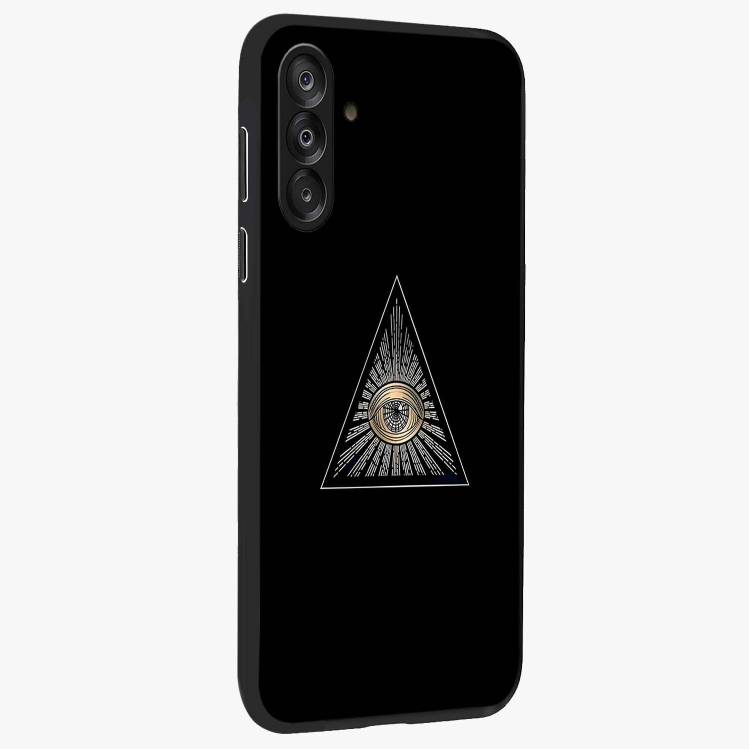 Illuminati Evil Glass Case upright view showcasing striking illuminati artwork with mysterious symbolic theme.