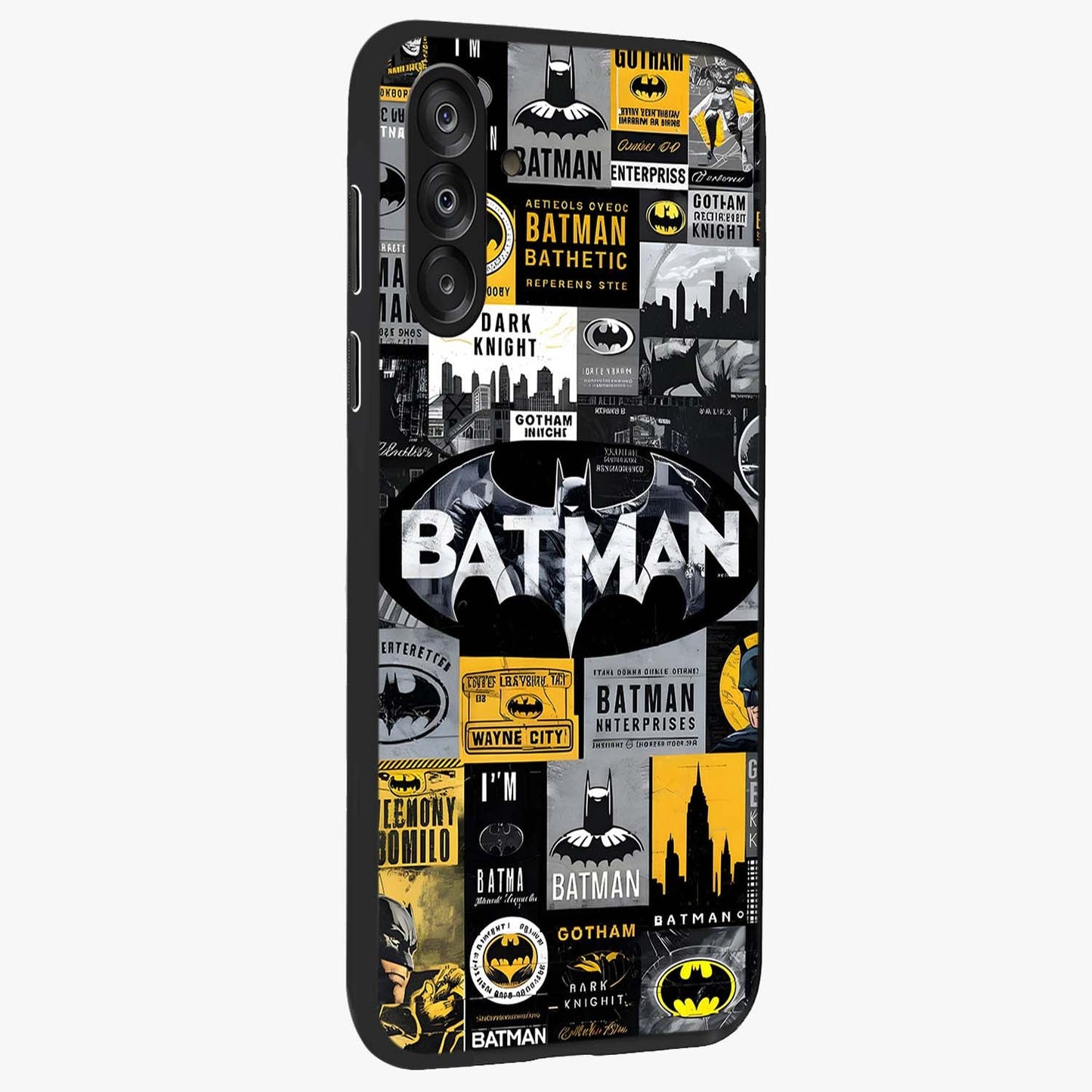 Knight Gotham Rise Glass Case upright view showcasing bold vigilante themed artwork with gothic city vibe.