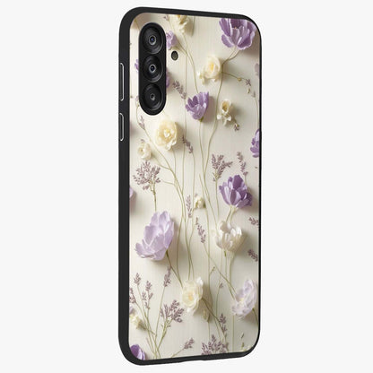 Lilac Breeze Harmony Glass Case upright view showcasing delicate lilac artwork with peaceful floral theme.