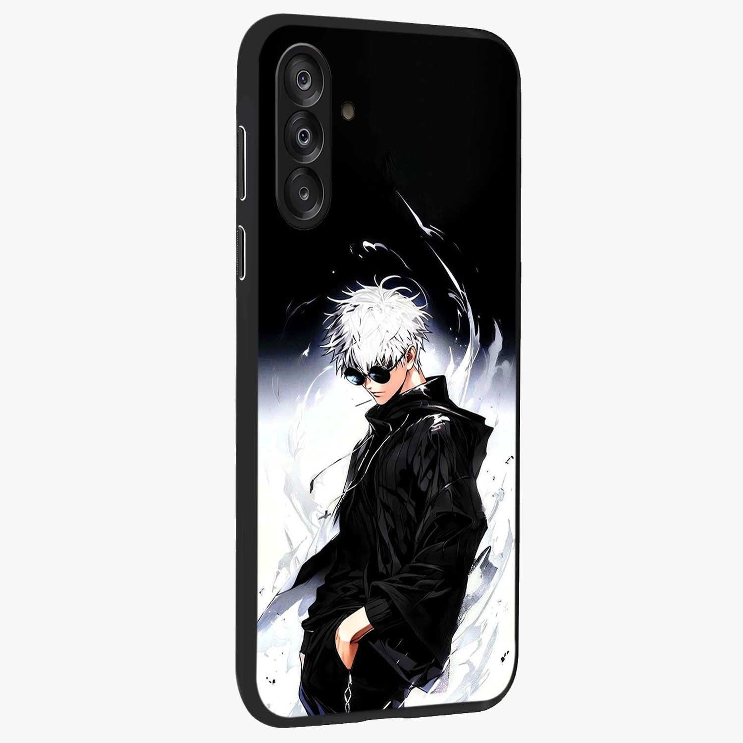 Limitless Shadow King Glass Case upright view showcasing bold shadow warrior artwork with epic fantasy theme.